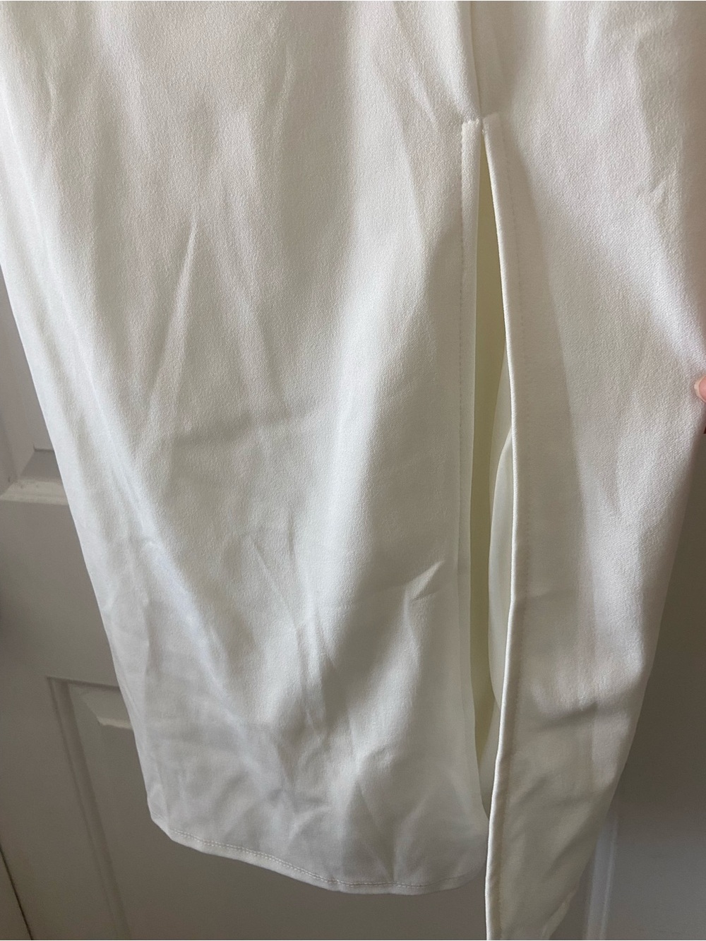 Windsor Off-Shoulder White Midi Dress with Sheer Bishop Sleeves - Picture 8 of 8